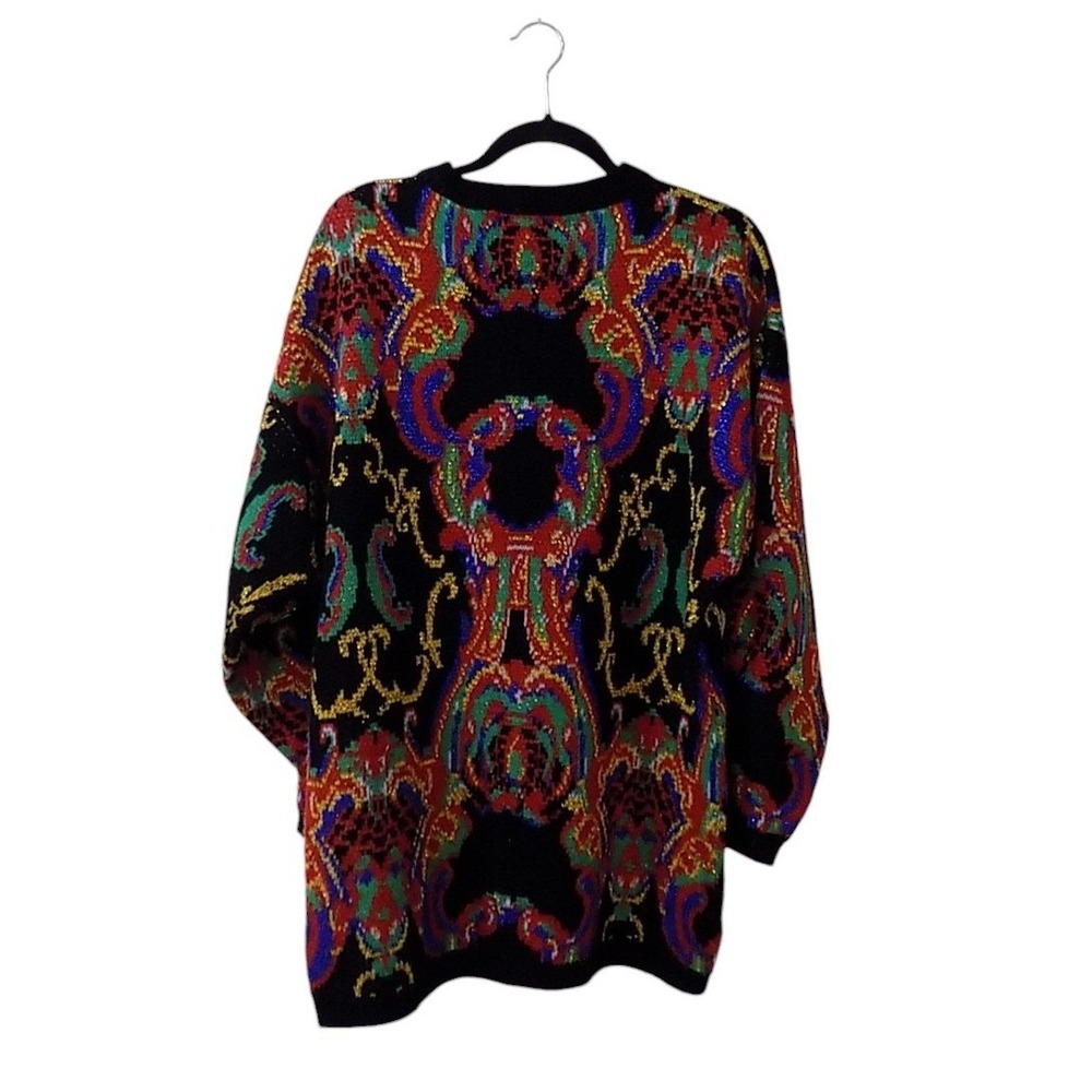 Vintage Creative Force Sweater Women Large Black Abstract Artsy Colorful Teacher - Picture 3 of 5